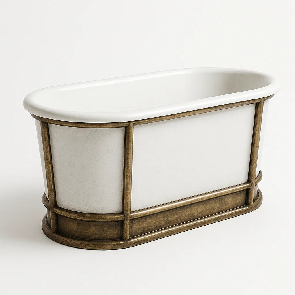 Badewanne mit Messingrahmen Weiß 150x70x60cm
