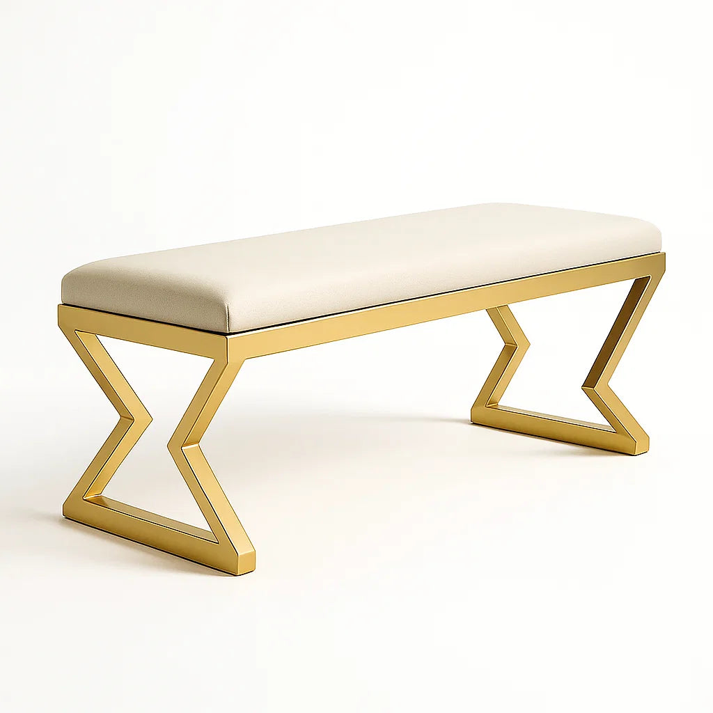 Polsterbank aus Edelstahl mit Polyestergewebe 120 cm - Gold, Creme