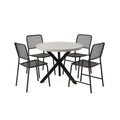 Rundtisch-Set aus Beton mit 4 Stahlstühlen