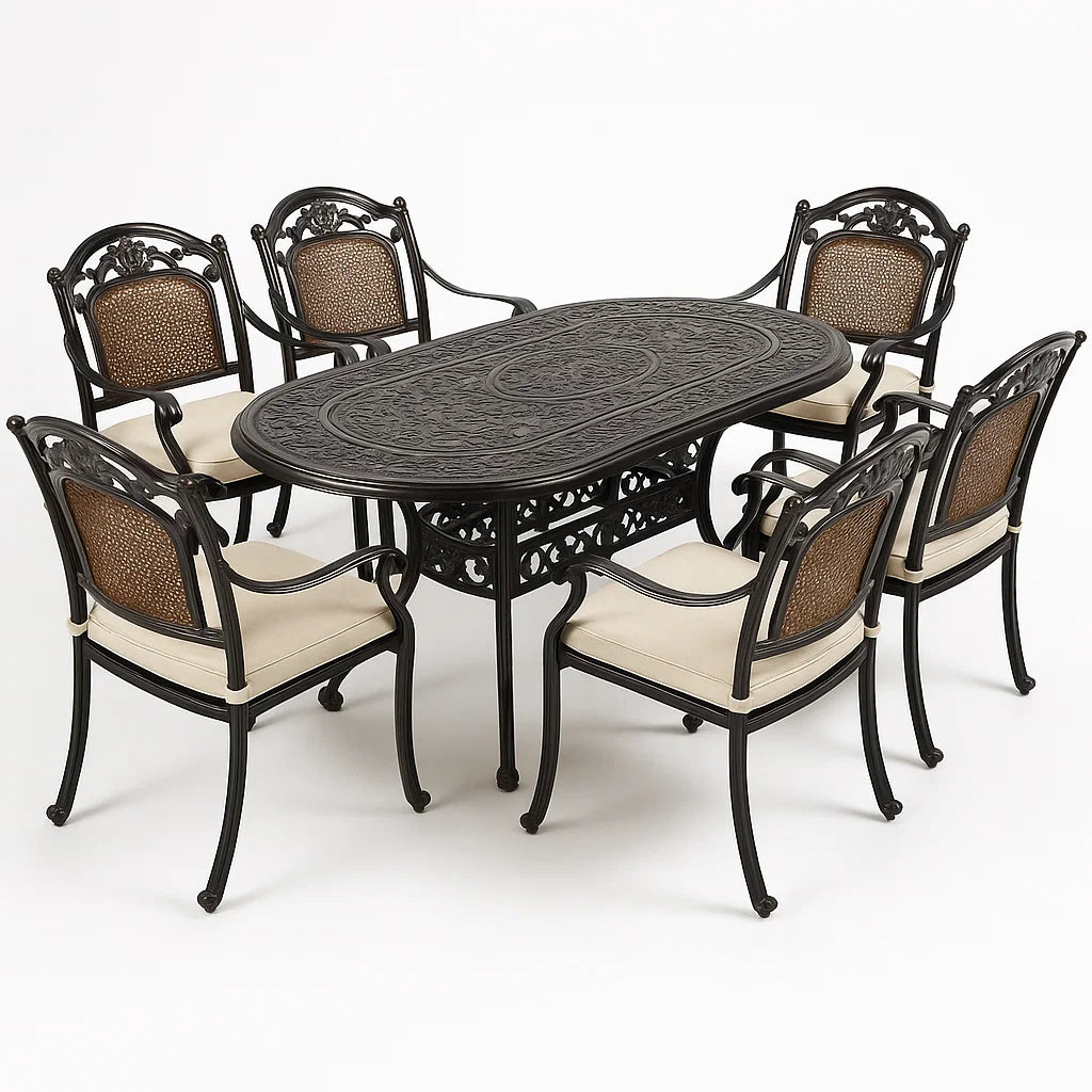 Aluminium Gartenmöbel Set mit Tisch und 6 Stühlen