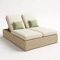 Doppelte Sonnenliege aus Polyrattan mit Polyester-Kissen Beige/Grün