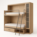 Etagenbett aus Eichenholz mit Schrank und Metallleiter