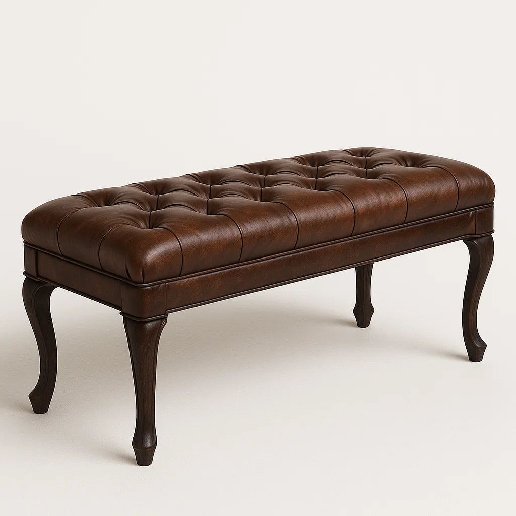 Bank aus Leder Braun 120x45x50 cm