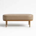 Bank aus Kunstleder Beige mit Holzbeinen