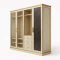 Kleiderschrank mit 4 Türen aus MDF in Beige/Schwarz