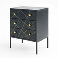 Kommode mit 3 Schubladen aus MDF und Metall in Schwarz mit Gold