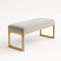 Sitzbank aus Veloursstoff mit Metallrahmen Beige 120x40x45cm