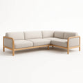 Ecksofa Holz mit Stoffbezug Beige