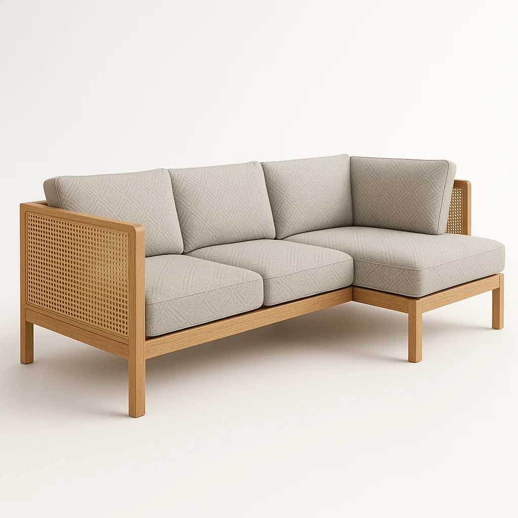 Ecksofa mit Kissen aus Baumwollmischung und Eichenholzrahmen