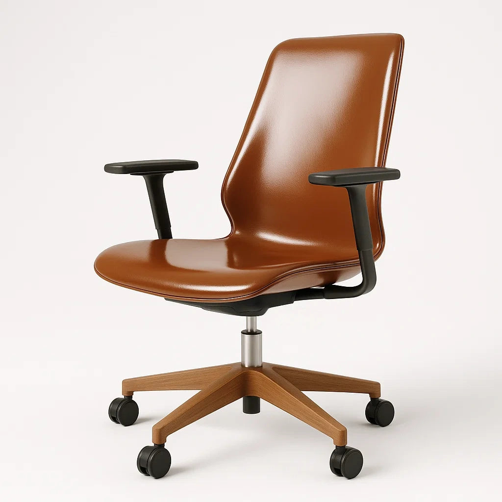Bürostuhl Braun PU-Leder Höhenverstellbar mit Rollen