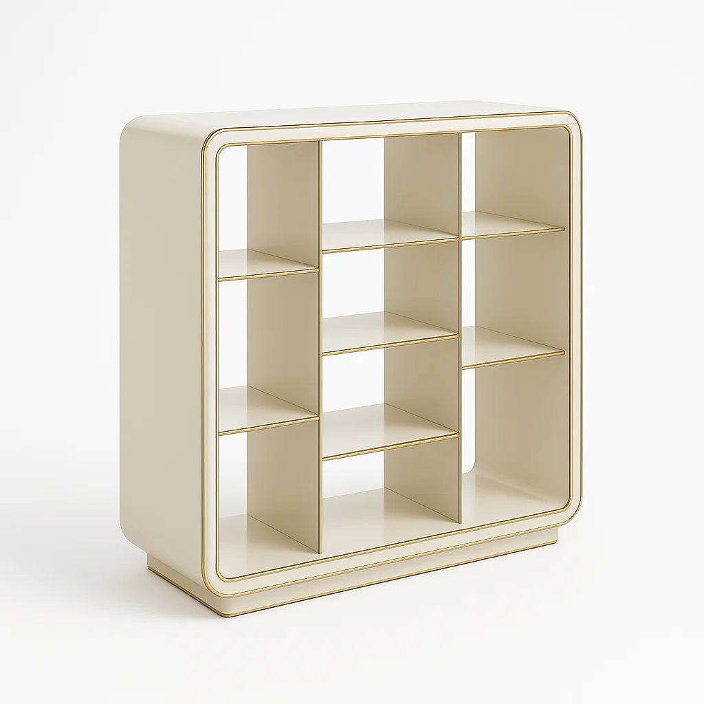 Regal aus MDF Beige mit Goldakzenten 90x30x100 cm