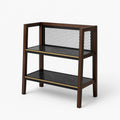 Regal aus Holz mit Metallnetz und Marmoroptik