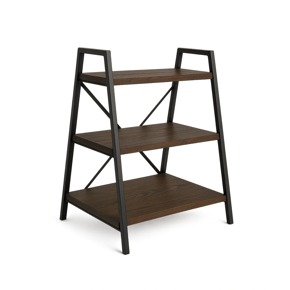 Regal aus Holzverbundstoff und Metall, 3 Ebenen, Schwarz-Braun