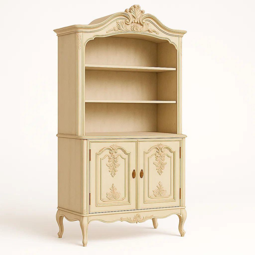 Vitrinenschrank Holz Beige 200 cm Höhe