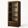 Vitrine Holz gehärtetes Glas Braun 200cm x 80cm x 40cm