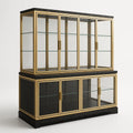 Vitrine aus Aluminium mit gehärtetem Glas Schwarz und Gold 120x40x180 cm