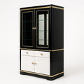 Vitrinenschrank mit Glastüren, MDF/Glas, Schwarz/Weiß, 165cm Höhe