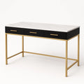 Schreibtisch mit Marmoroptik und Metallrahmen Schwarz/Gold 120x60x75cm