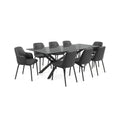 Esstisch-Set mit 8 Stühlen Glasplatte Metall Schwarz 200x100cm
