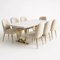 Essgruppe aus Marmor und Metall in Beige und Gold für 6 Personen