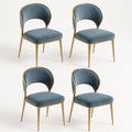 Esszimmerstuhl Set aus Metall und Samt Blau Gold 4er-Set