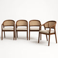 4er-Set Stühle Massivholz Rattan Beige