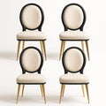 4er-Set Esszimmerstühle Massivholz Creme Schwarz Gold