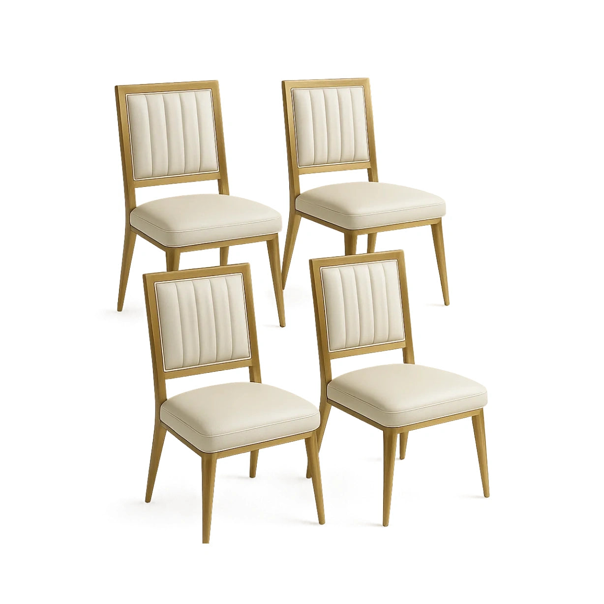 Esszimmerstuhl Set aus Eichenholz und Kunstleder Beige 4er Set