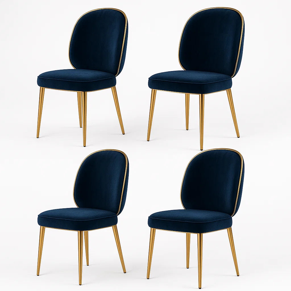 Esszimmerstuhl Set aus 4 Samt Dunkelblau mit Metallbeinen
