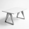 Rechteckiger Tisch aus MDF und Edelstahl Weiß